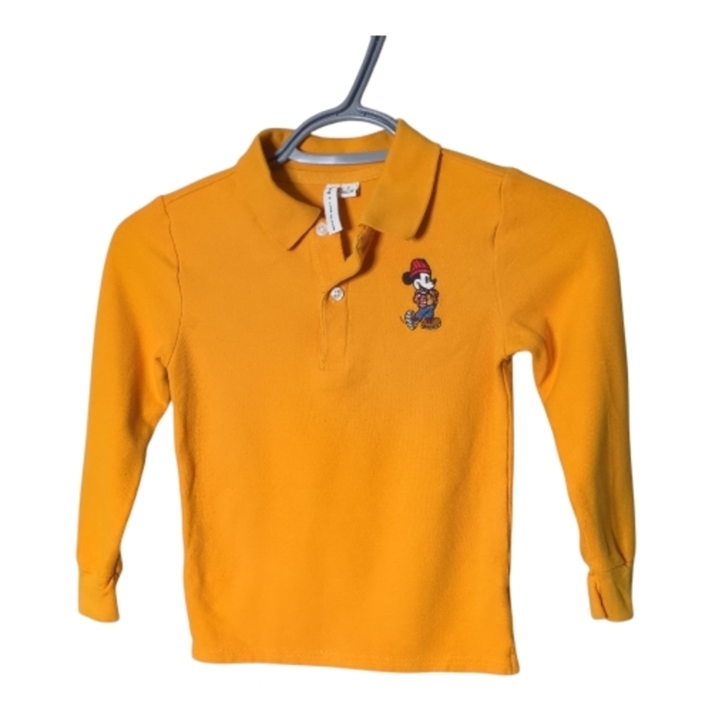 Janie and Jack Disney Mickey Mouse Polo Long Sleeve Golden Glow Size 5